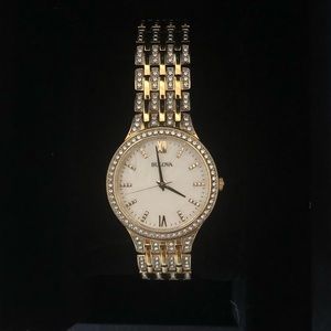 Bulova 98L234 gold with crystal watch